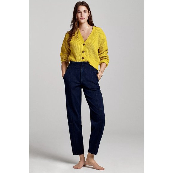 Pilcro Denim - Pilcro Ultra High Rise Relaxed Jogger Jeans Dark Blue Wash Anthropologie
